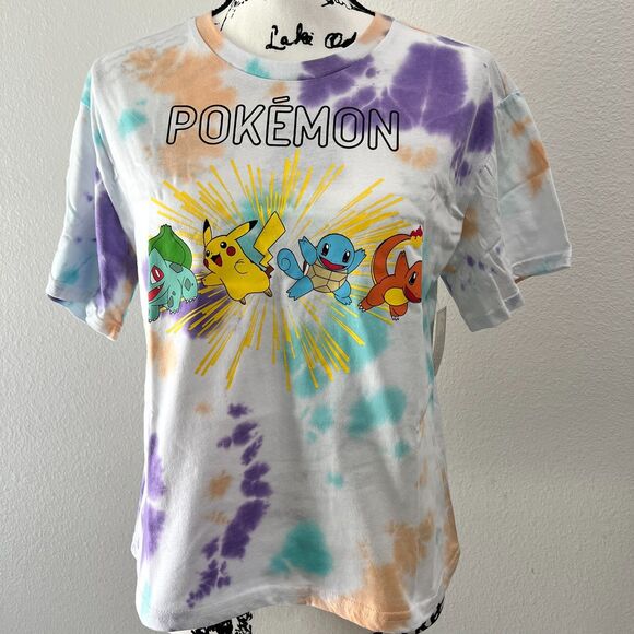 Pokemon Tops - Pokemon Pikachu Tie Dye T-Shirt (Medium) Bulbasaur Squirtle Charmander NWT